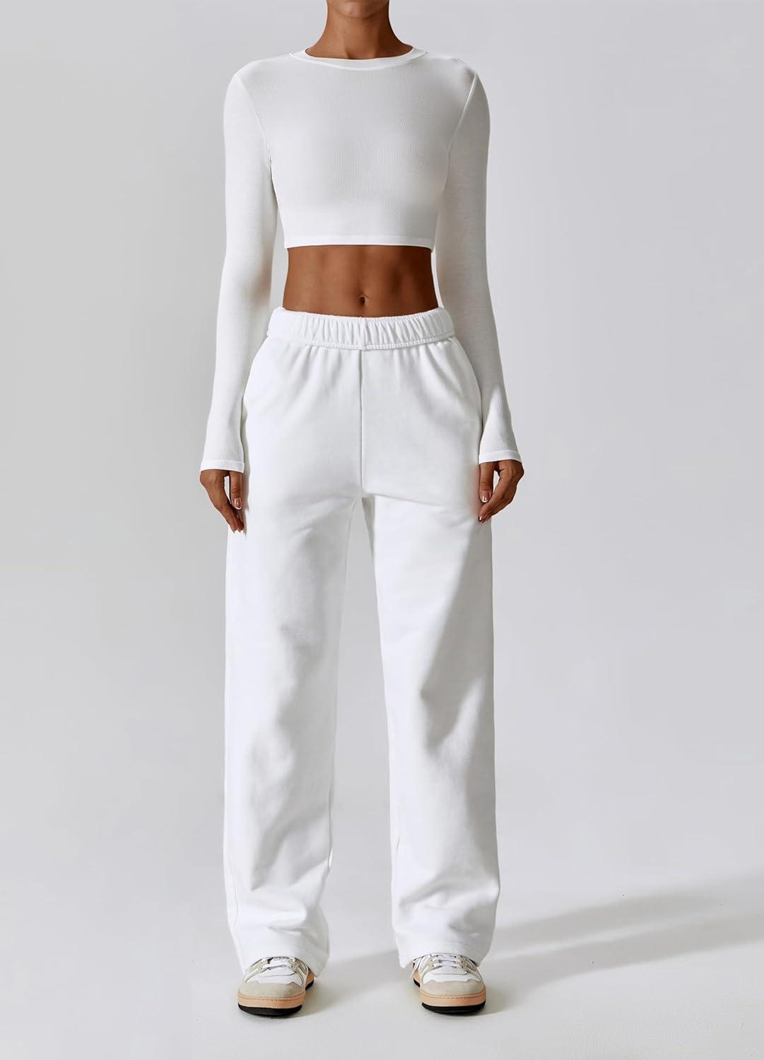 Warm Comfy Womens Fleece Lined Wide Leg Sweatpants