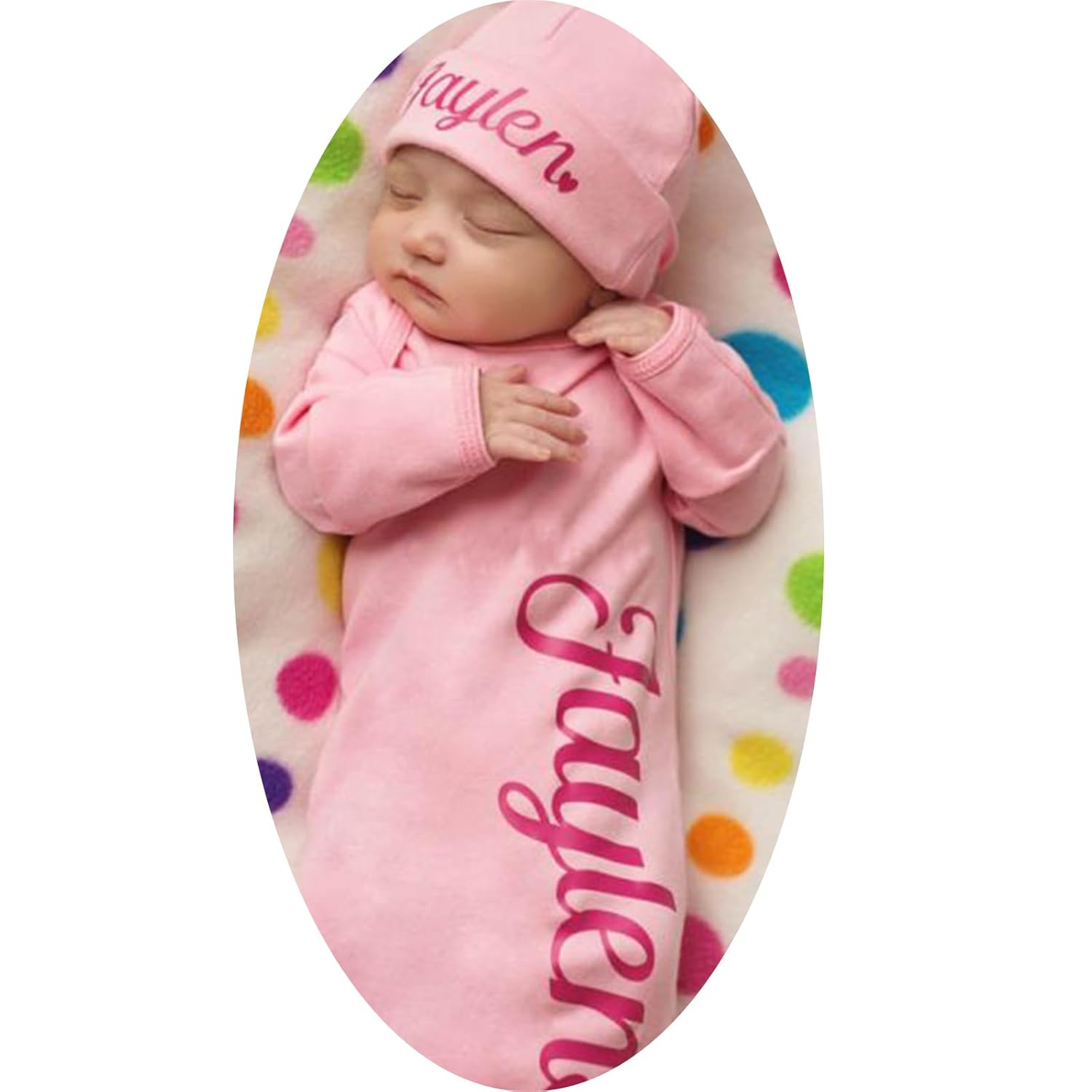 Custom Newborn Gown Hat Set