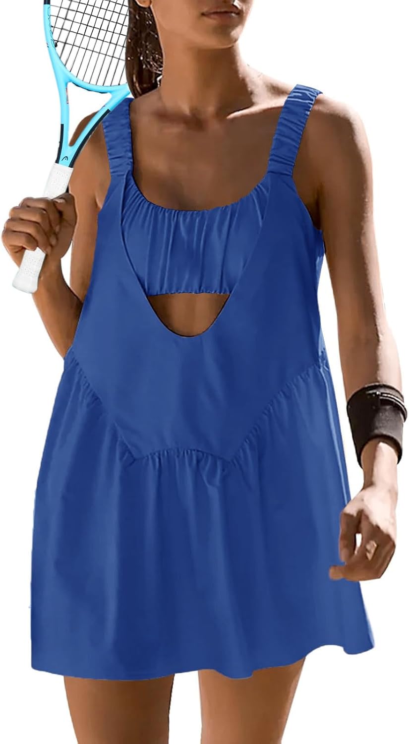 Sexyasasii Women Tennis Dress with Built-in Shorts and Bra