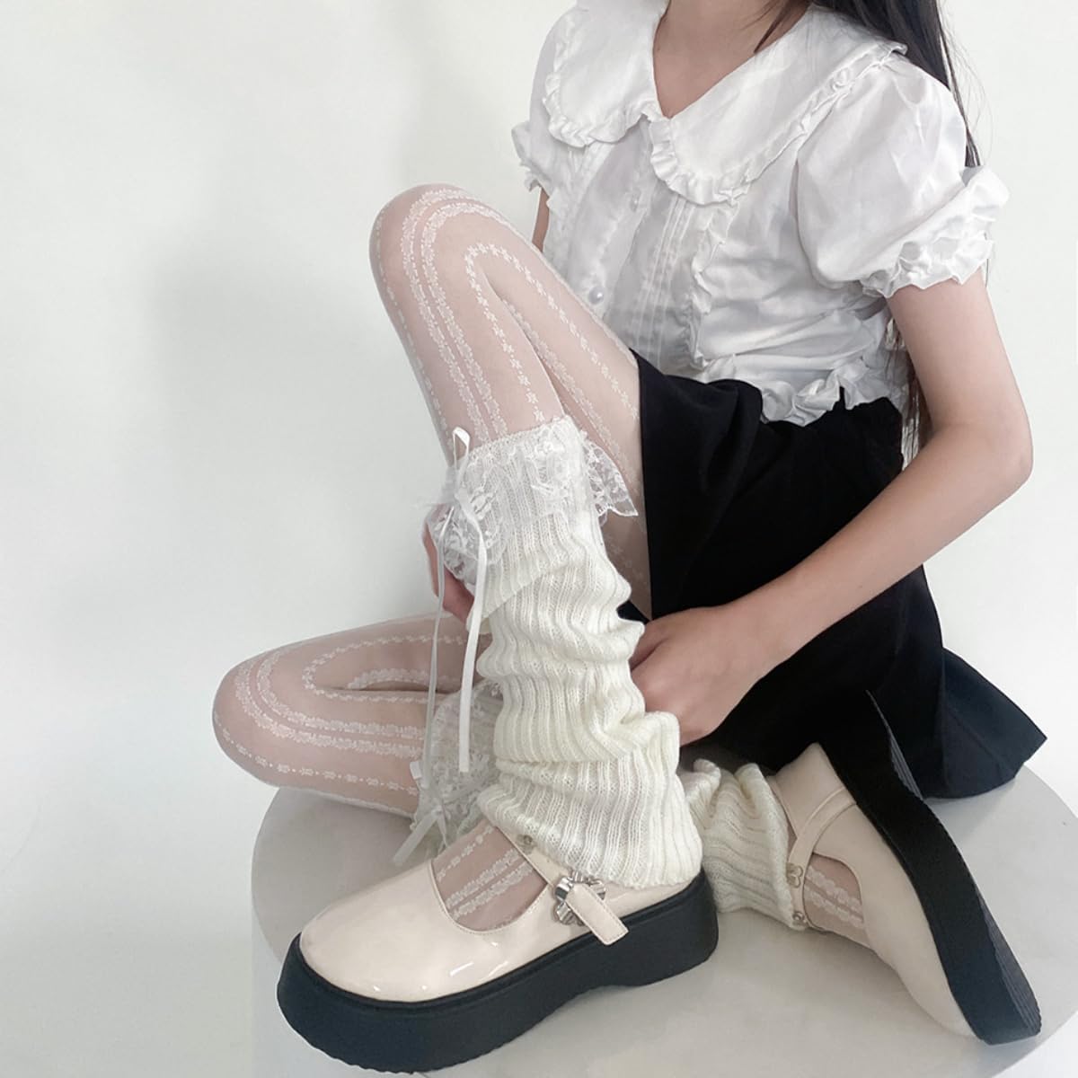 Y2K Knitted Leg Warmers for Women Kawaii Design