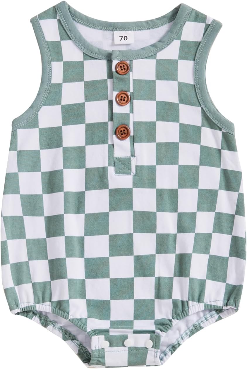 Casual Checkered Romper for Baby
