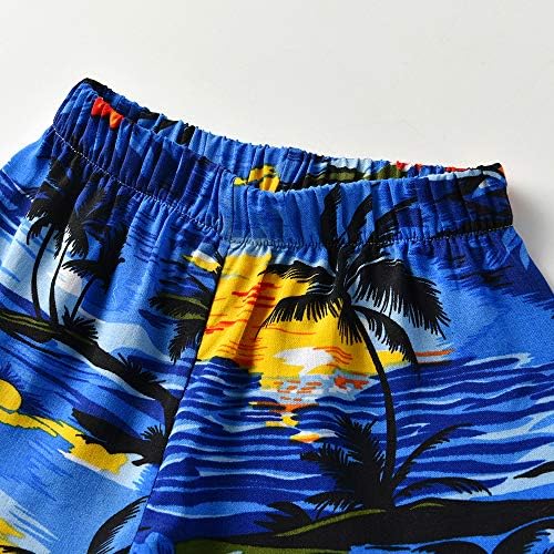 Bright comfy toddler boys short set blue Hawaiian shorts