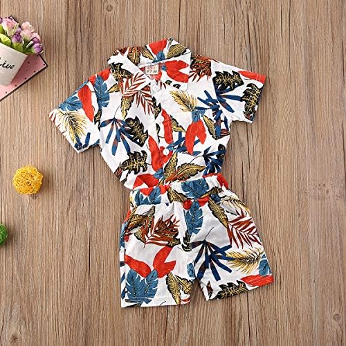 Qiylii Toddler Boys Floral Hawaiian Outfit Set