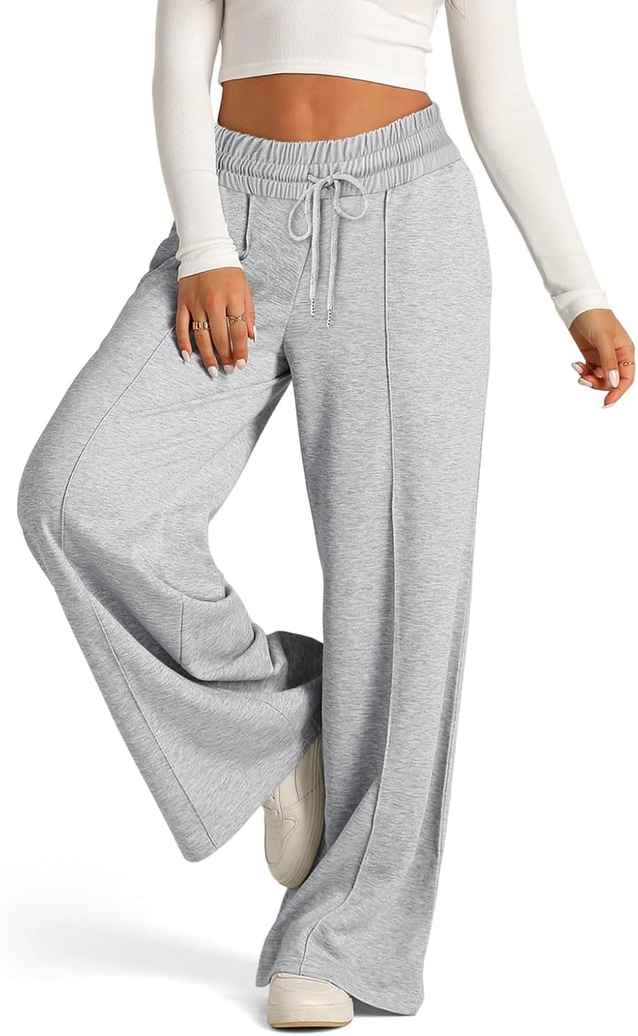 Y2K Wide Leg Joggers for Women - Casual High Waisted with Drawstring Pockets