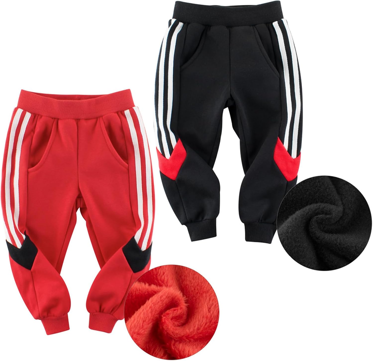 TinyGlam Toddler Baby Boys Fleece-Lined Jogger Pants Elastic Waistband