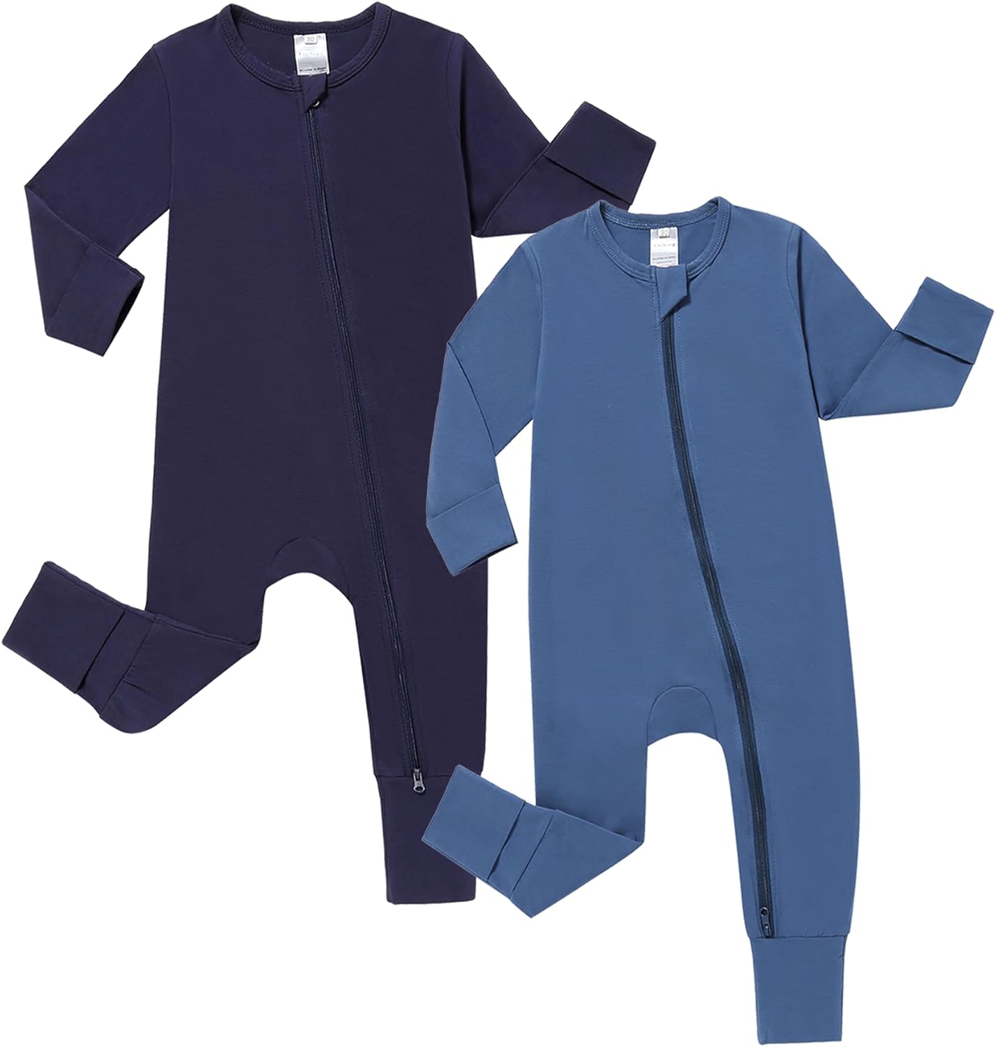 2-Pack Footless LongShort Sleeve Baby Romper with Zipper