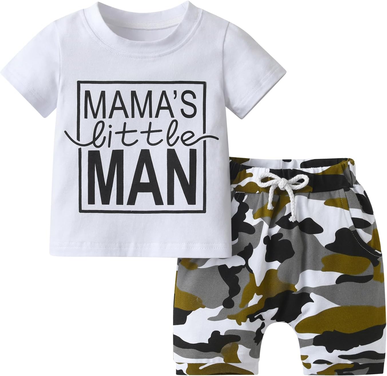 Rebey Baby Boy Summer Short Sleeve Letter T-Shirt Set 2PCS