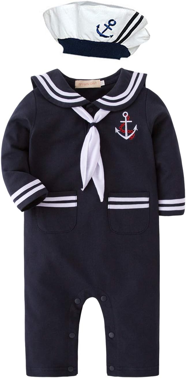 Navy Kids Sailor Stripe Romper for Boys