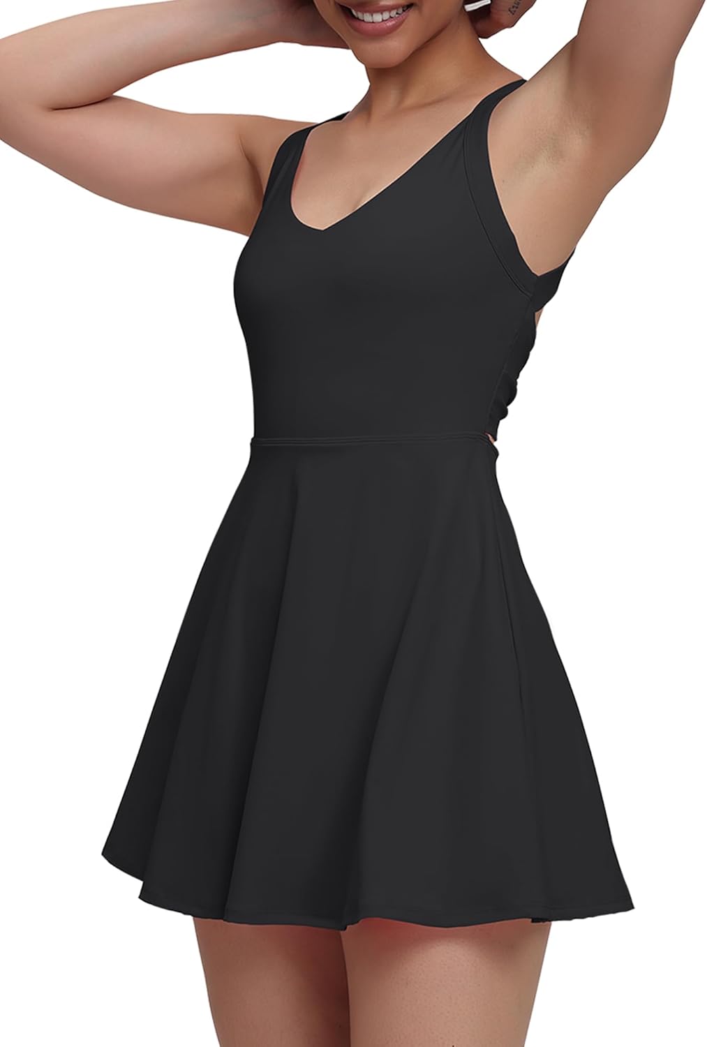 Womens Tennis Workout Dress with Easy Bathroom Shorts Romper