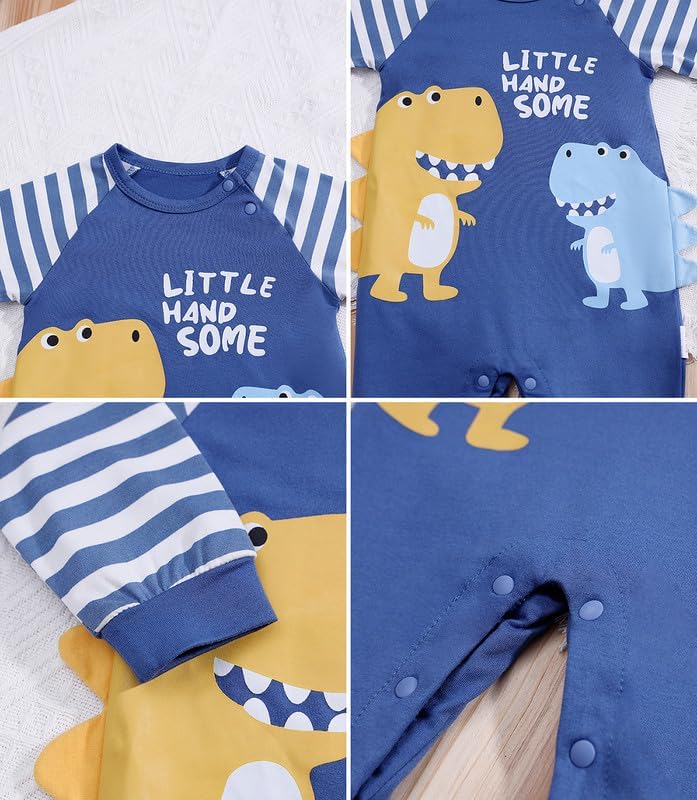 2-Pack Newborn Dinosaur Bear Print Romper Outfit for Boys Girls