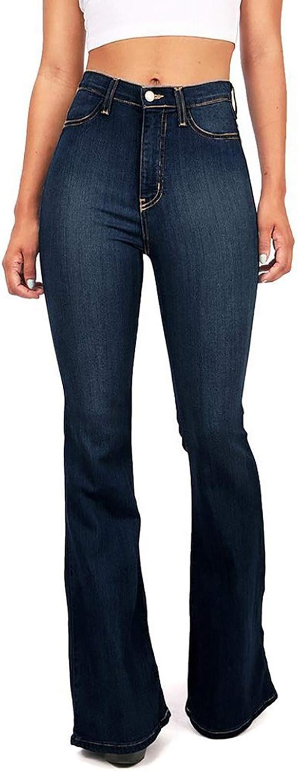 FZVYD Womens Retro High-Waisted Flared Boyfriend Jeans