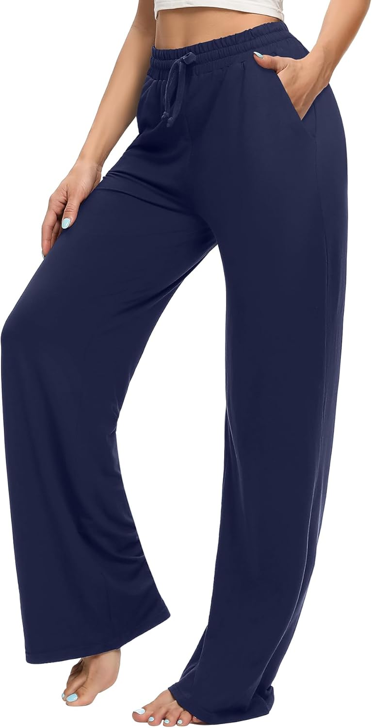 OLIKEME High Waisted Wide Leg Workout Pants with Pockets