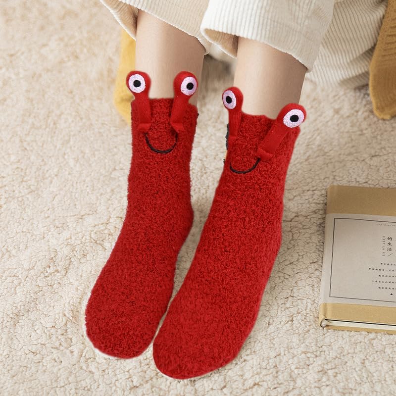 Cute Warm Fuzzy Socks with Grips for Girls