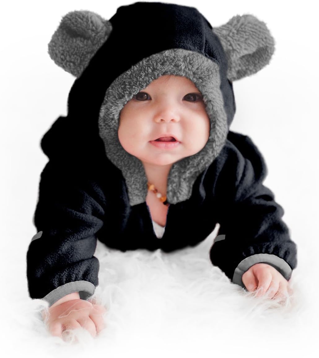 Fleece Baby Bunting Bodysuit Infant One Piece Kids Hooded Romper Outerwear Toddler Jacket