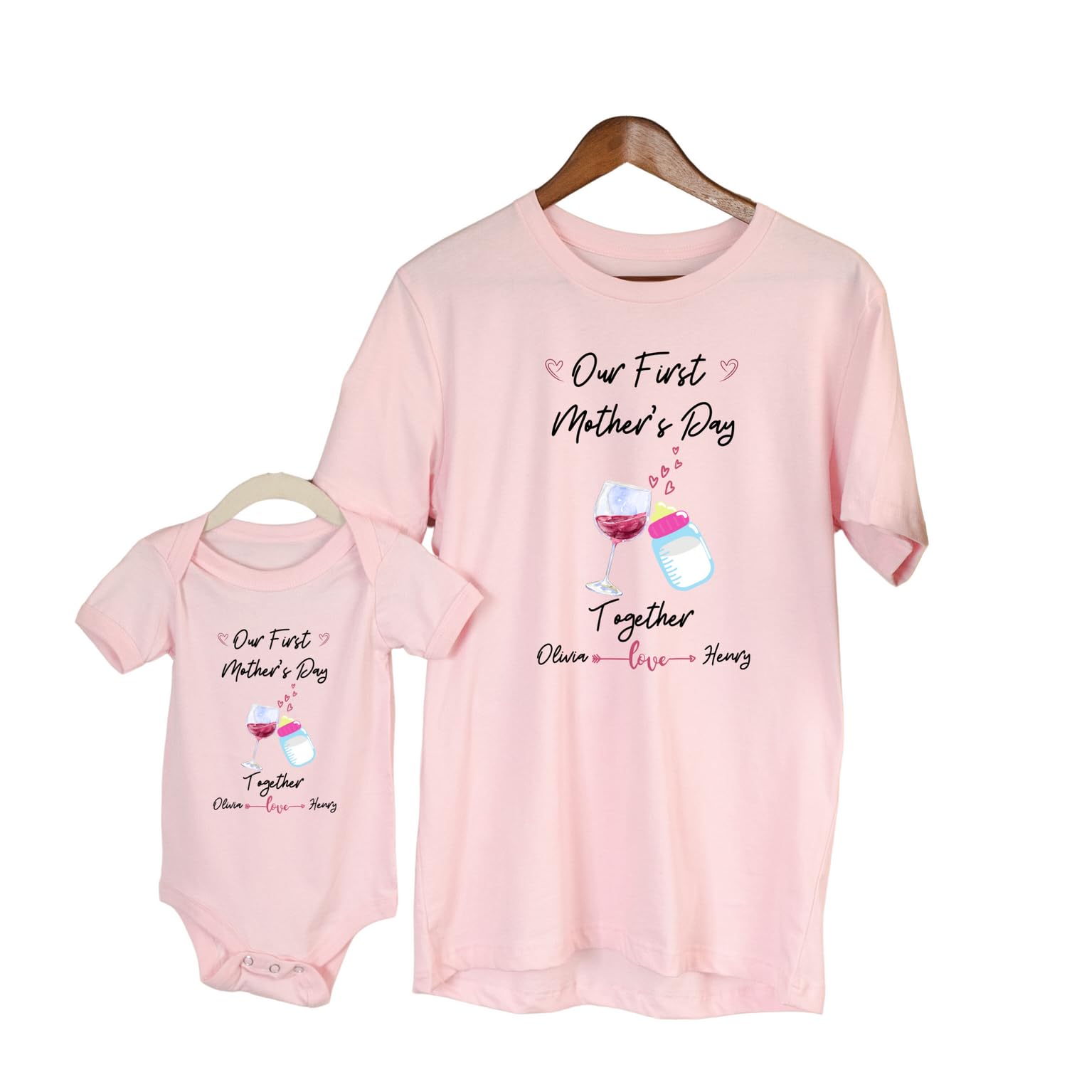 Personalized Mothers Day Milk Wine Gift Set for Mom and Baby