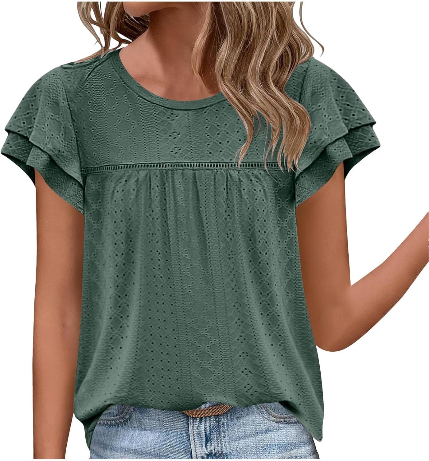 Womens Summer Lace-Short Sleeve Shirts for 2025