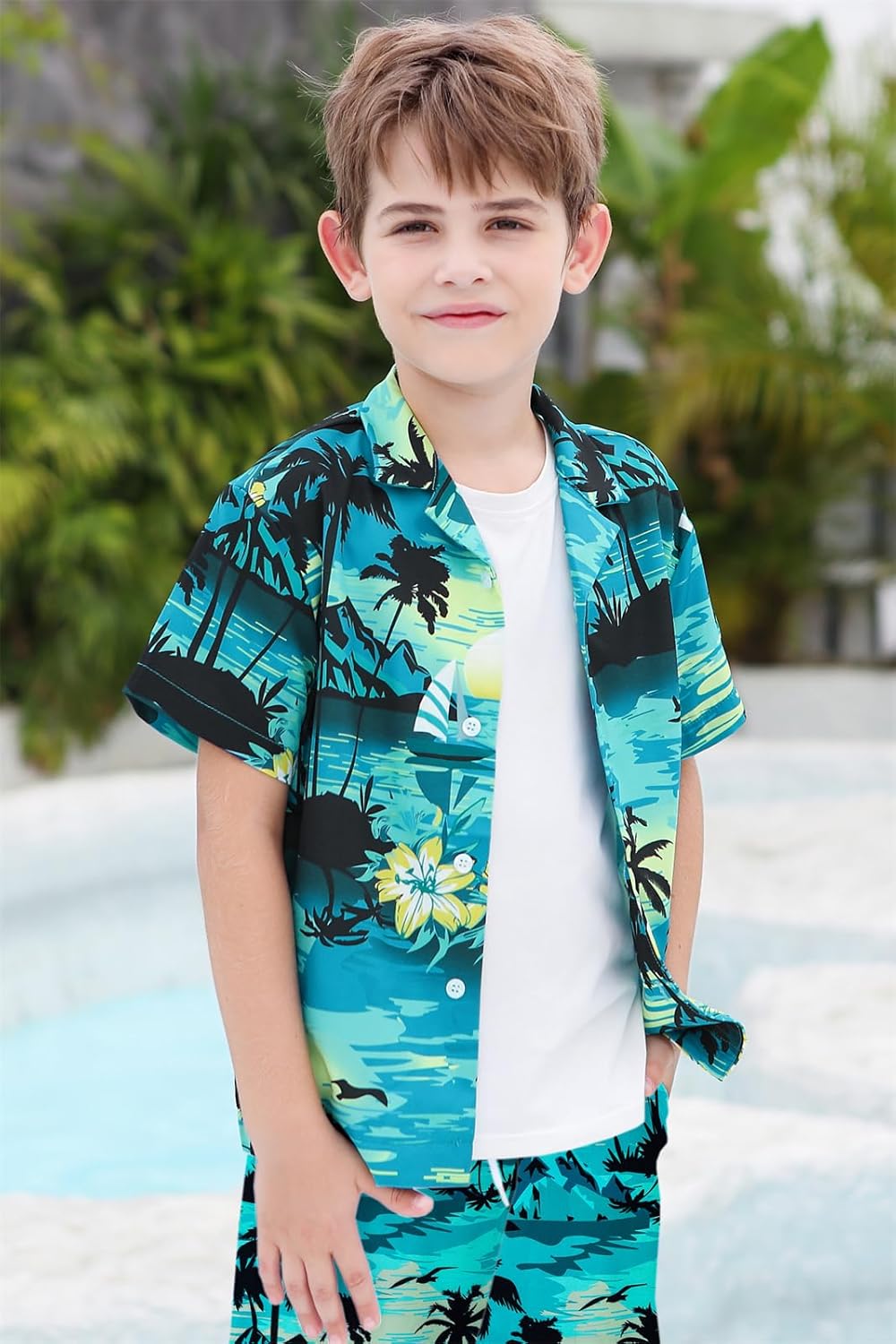 SANGTREE Boys Men Formal Hawaiian Outfit 4X-Large Set