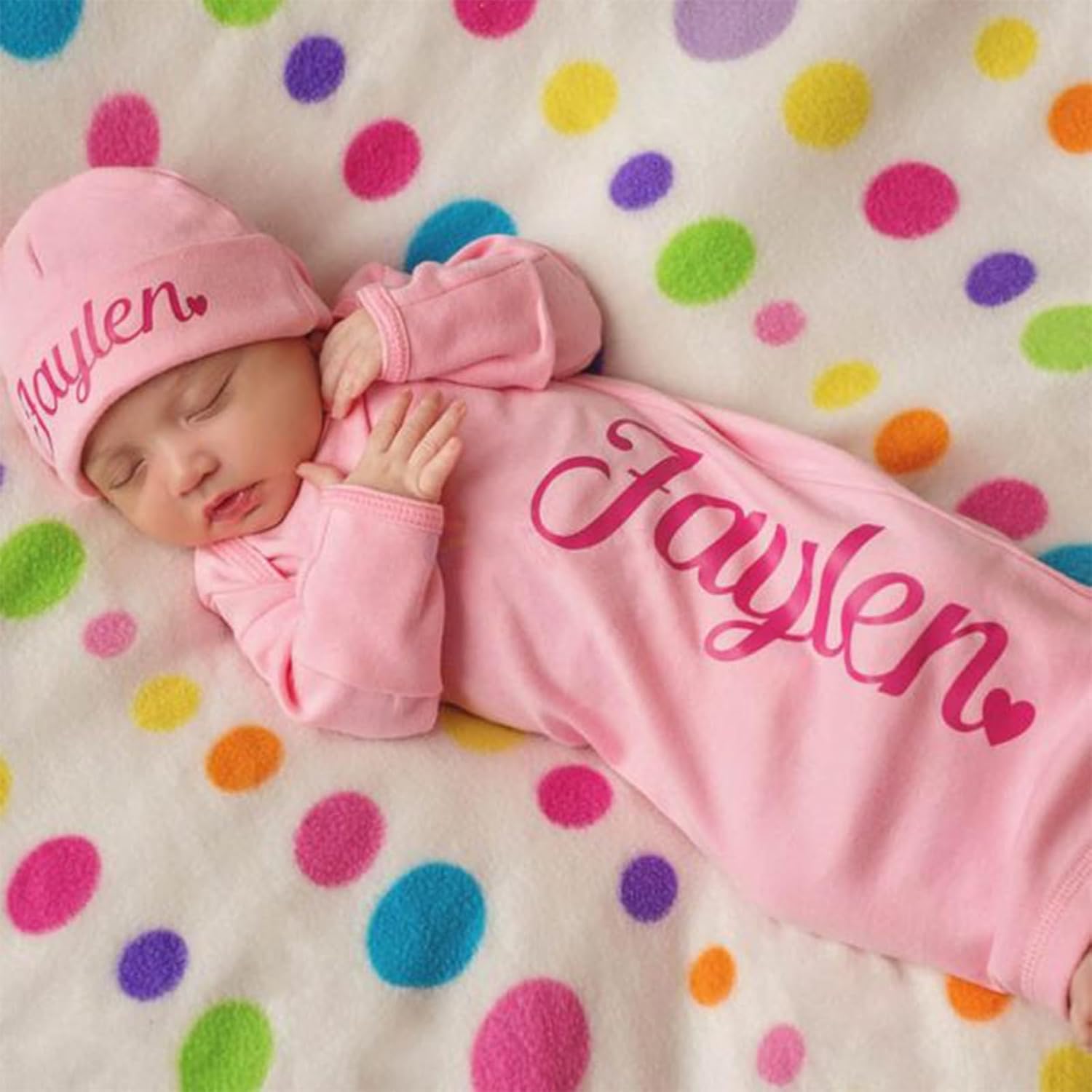 Custom Newborn Gown Hat Set