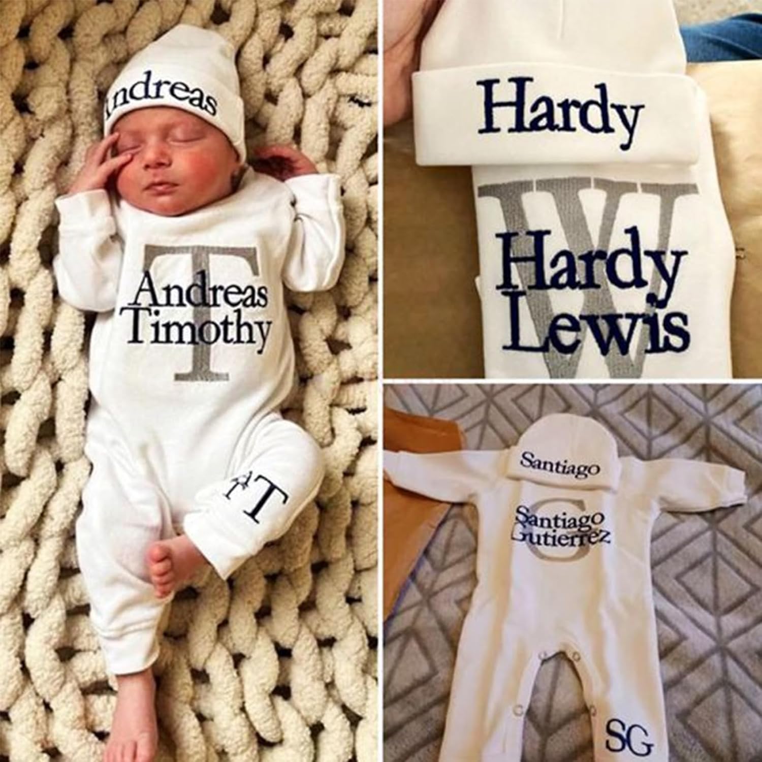 Personalized Newborn Romper Set with Name Embroidery