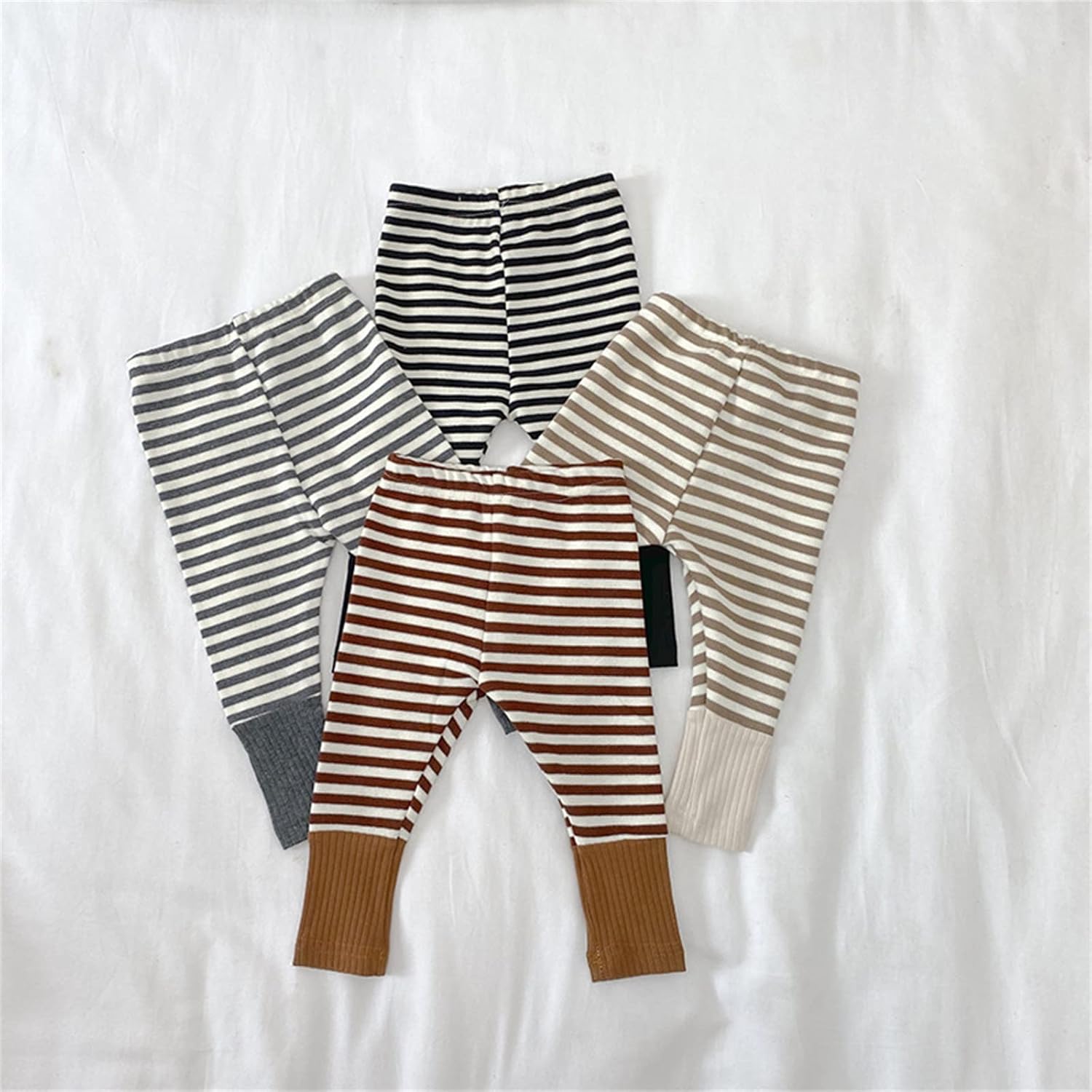 Striped Patchwork Cotton Leggings for Toddler Boys