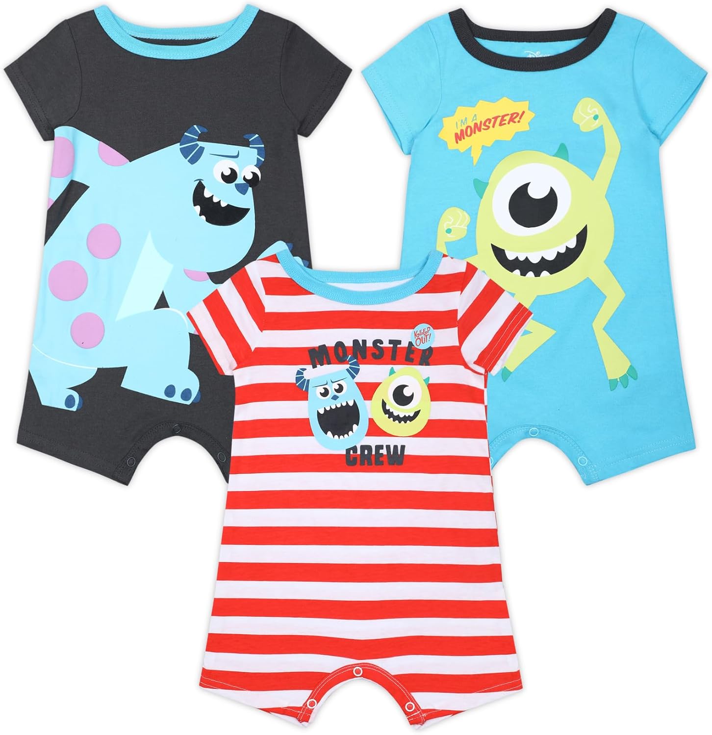 Mike and Sully 3-Pack Romper Set for Newborns