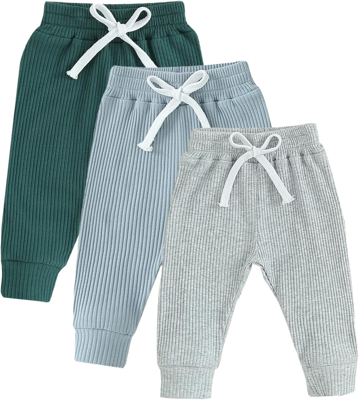 3-Piece Checked Solid Cargo Pant Set for Toddler Boys