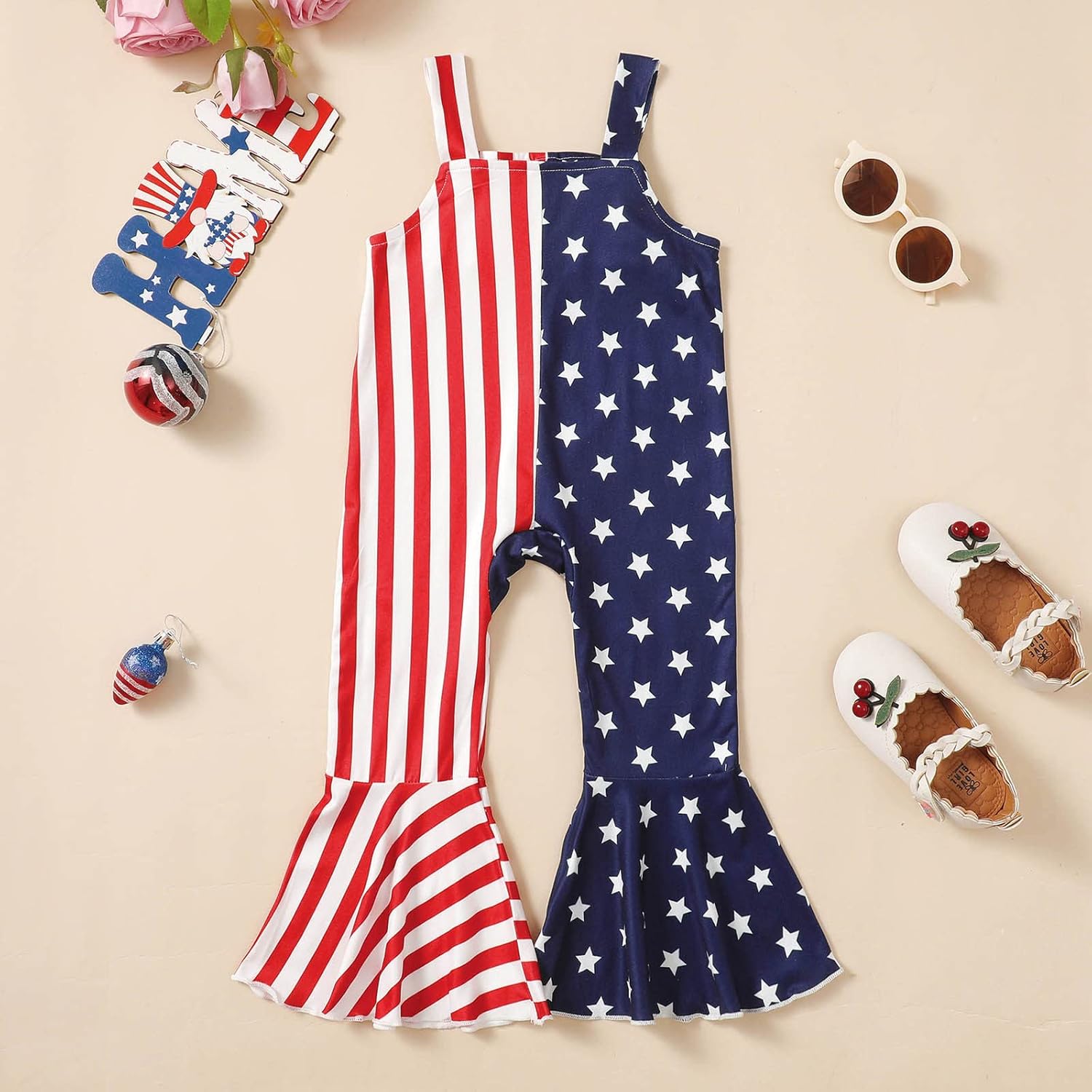 4th of July Romper for Kids Patriotic Tie and Shouts_Positive