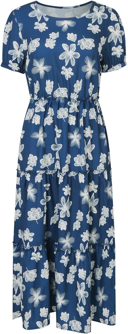 Sfascumop Floral Dress For Women Ruffle Maxi