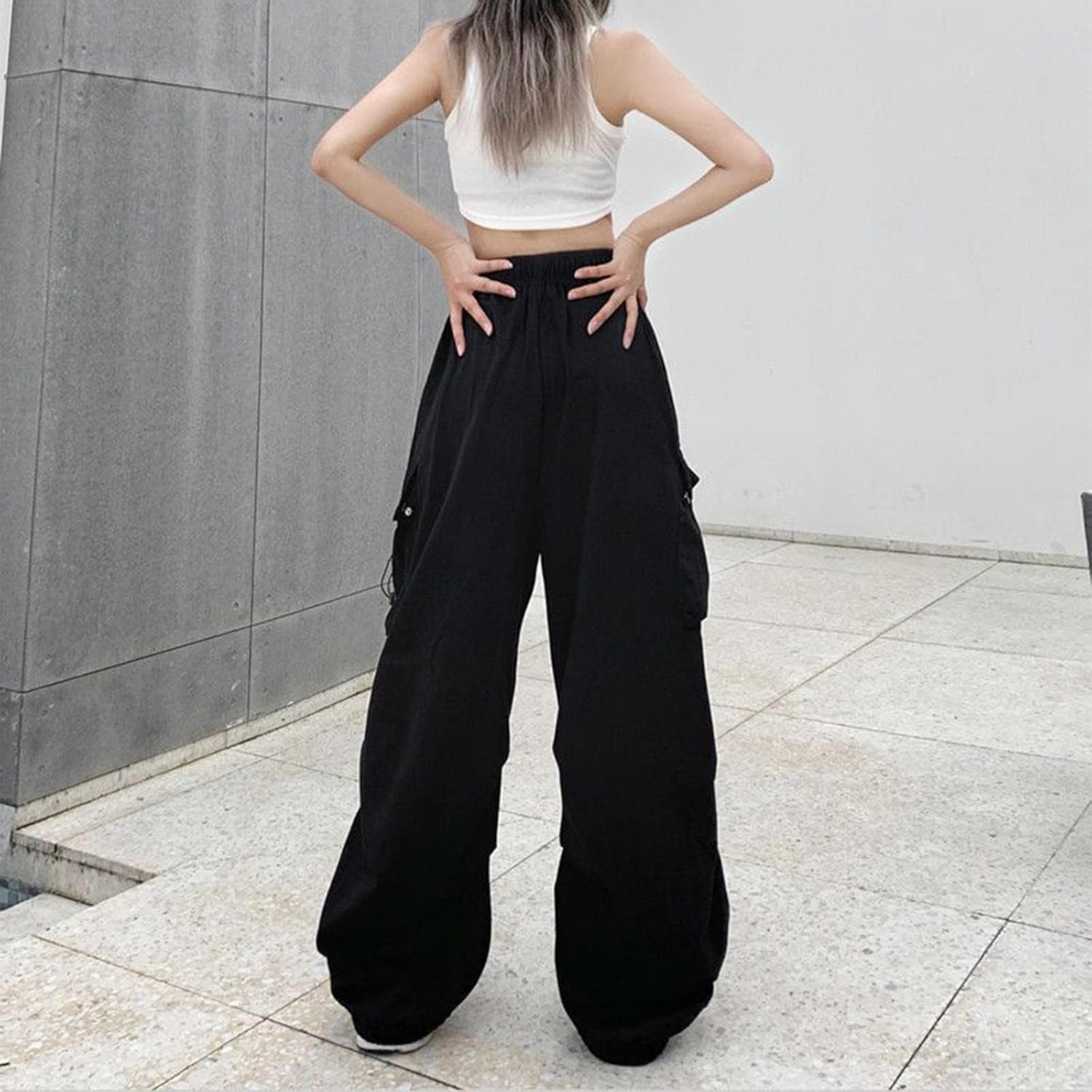Adjustable High-Waisted Cargo Pants Women