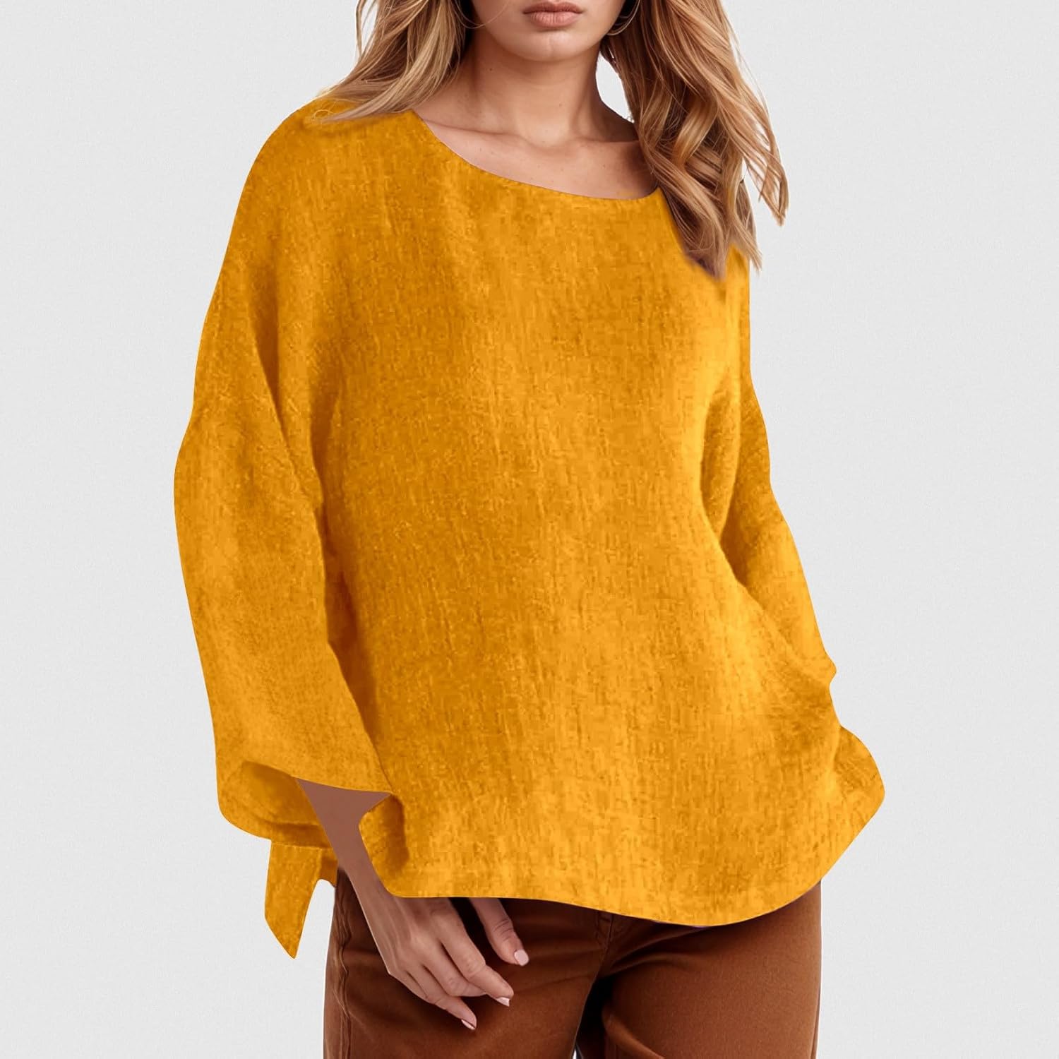 V Neck Linen Blouse One Piece