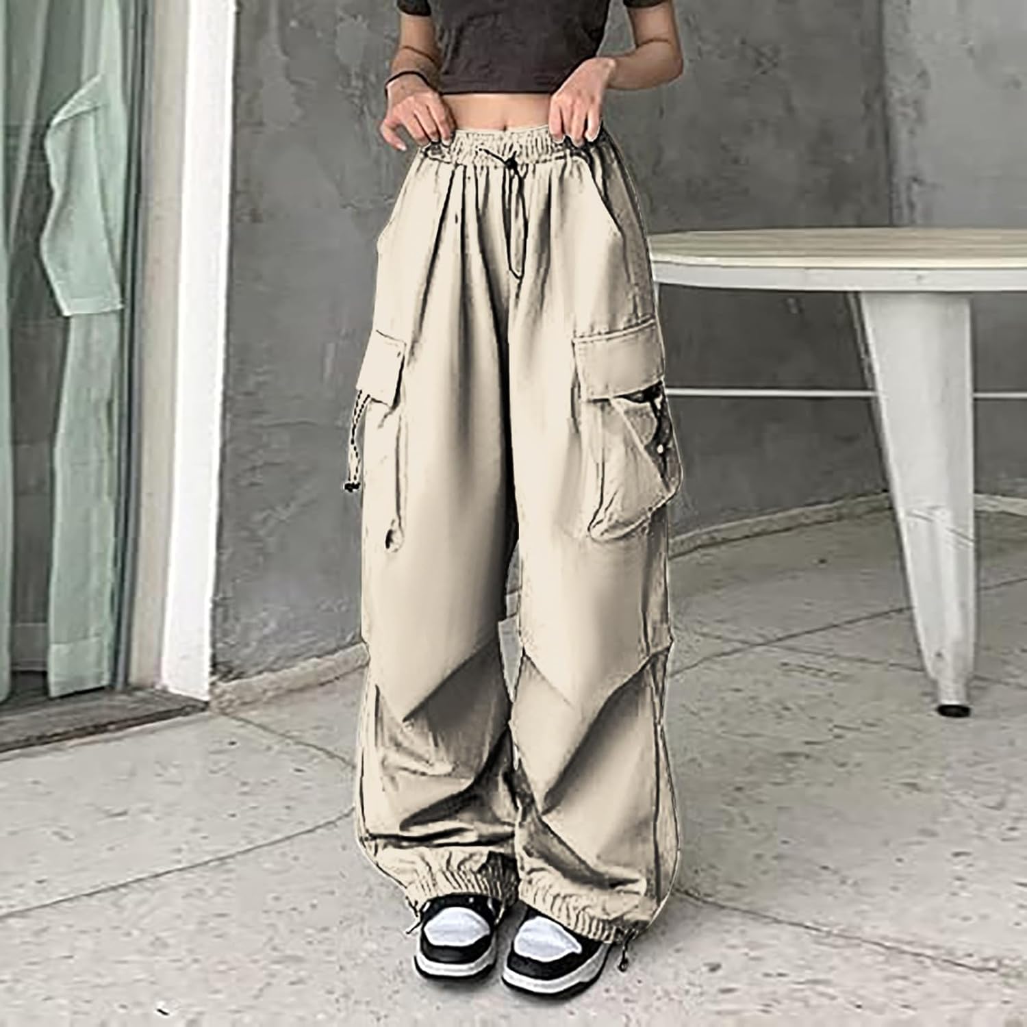 Sdbrld Womens Cargo Pants High Waist Wide Leg Track Pants