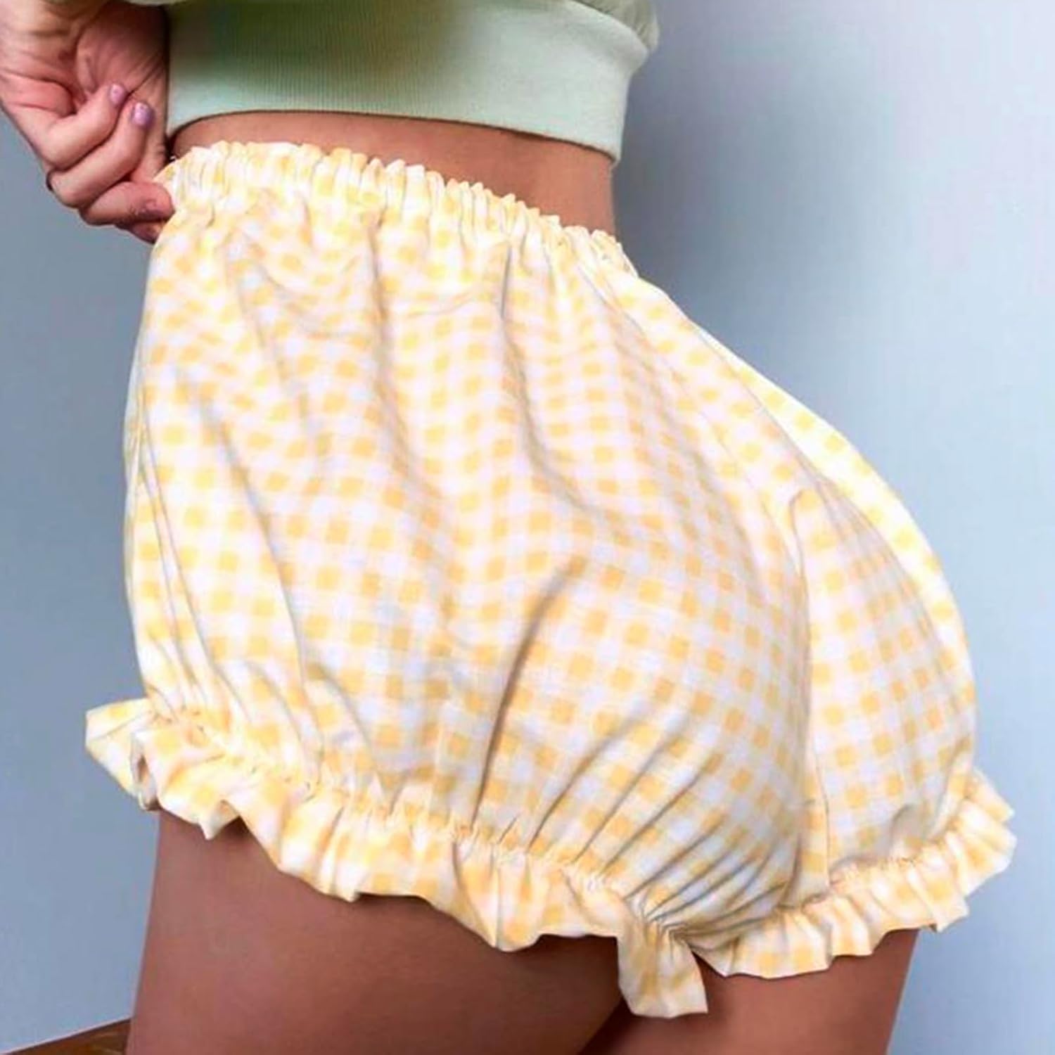 Cute Gingham Smocked Boy Shorts for Women