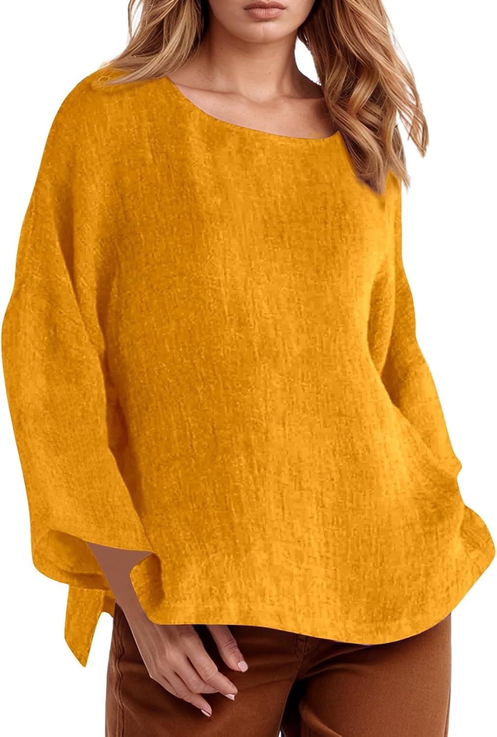 V Neck Linen Blouse One Piece