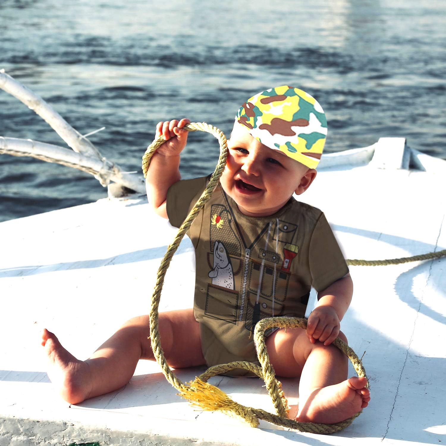 Fishing Camouflage Romper Set for Babies