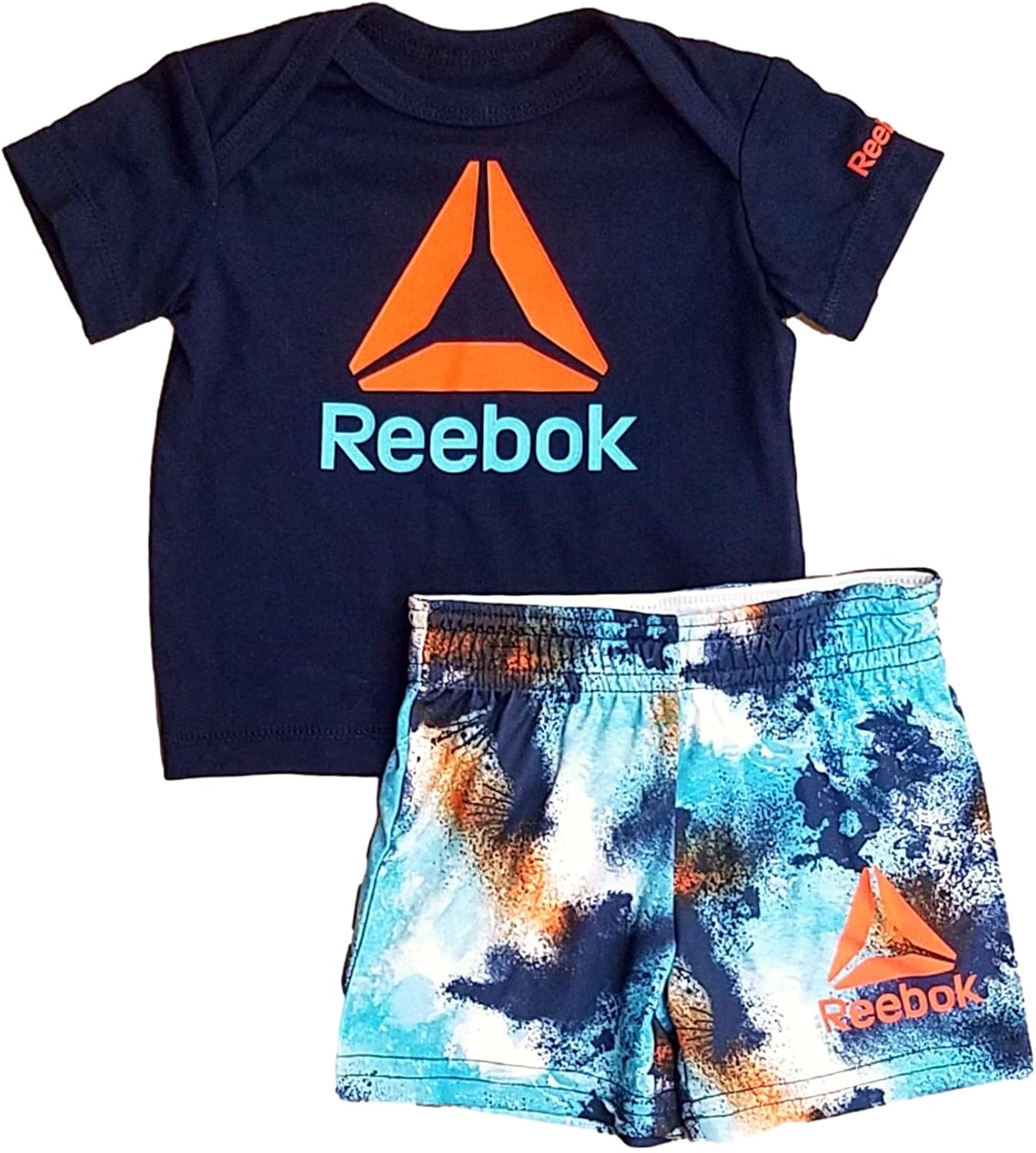 Reebok Infant Navy Blue Orange White Boys Outfit Set 3-6M