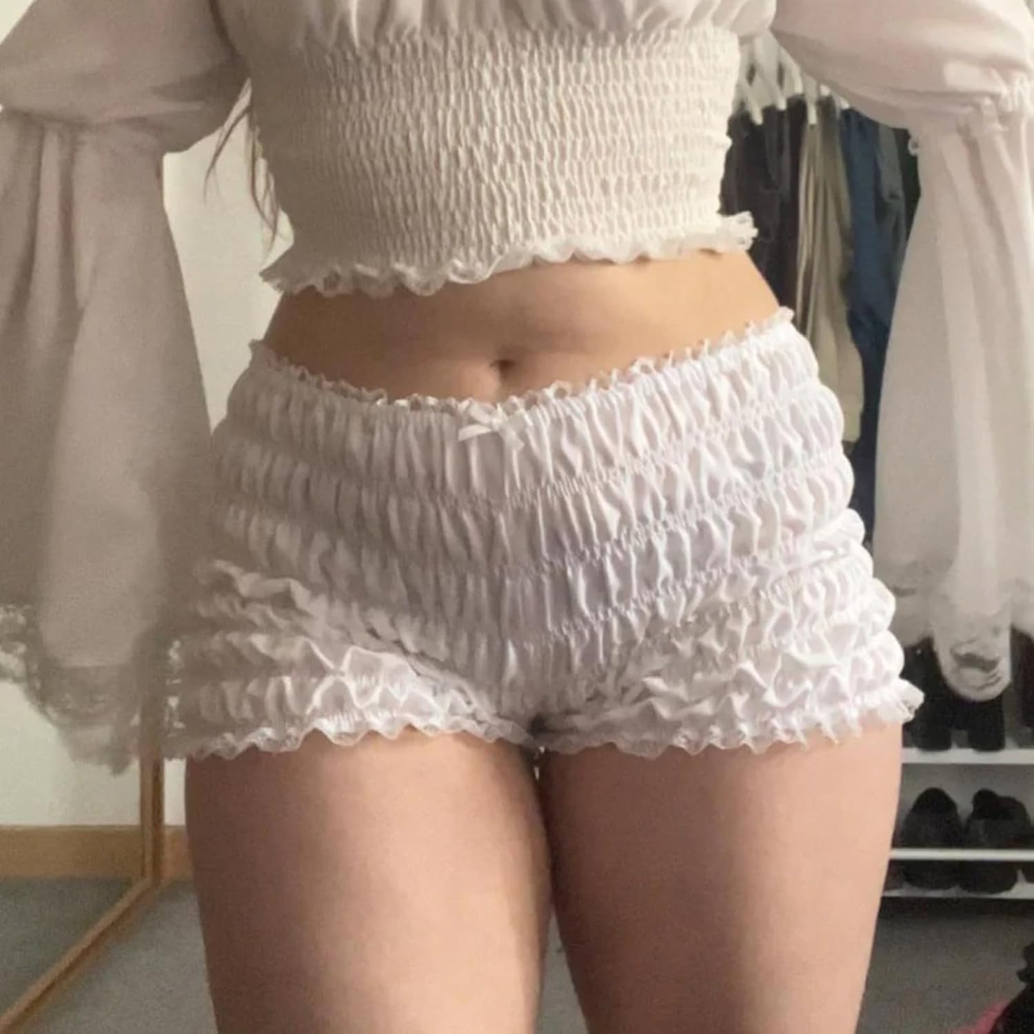 Smocked Y2K Frill Boy Shorts Women