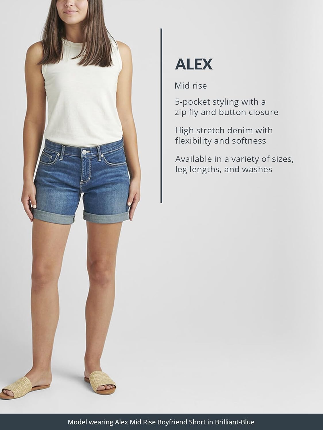 JAG Womens Petite Alex Mid Rise Boyfriend Short