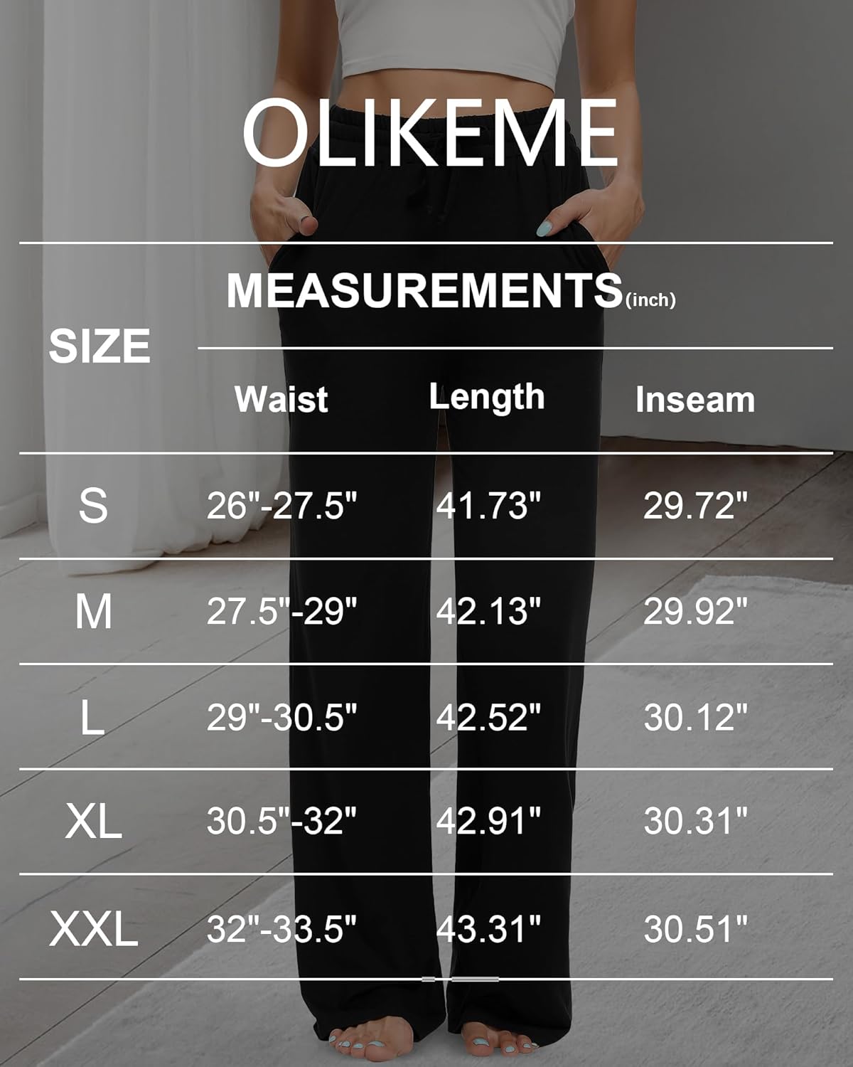 OLIKEME High Waisted Wide Leg Workout Pants with Pockets