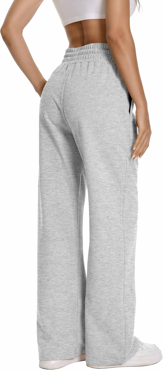 Auriviz Womens Comfortable High-Waisted Sweatpants Black White