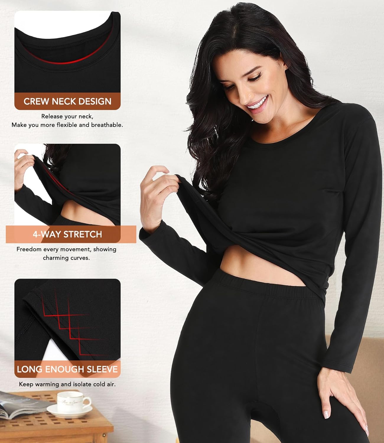 Womens Thermal Pajama Set for Winter