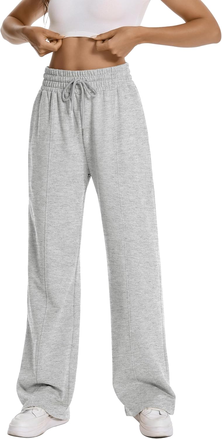 Auriviz Womens Comfortable High-Waisted Sweatpants Black White