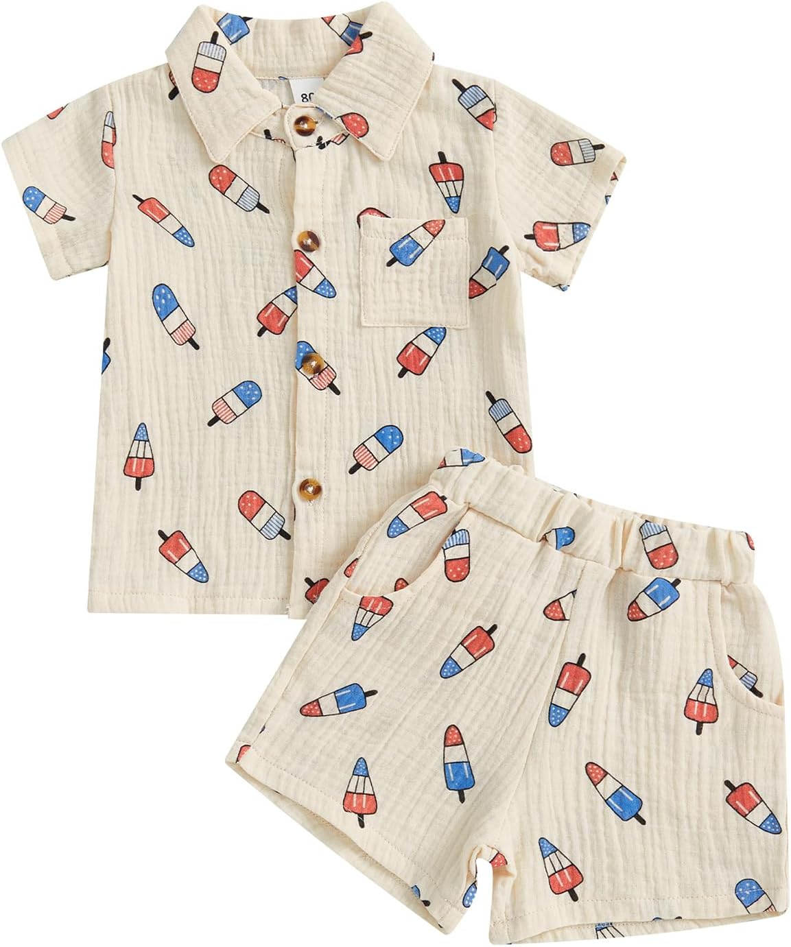 4th of July Baby Boy Popsicle Print Outfit