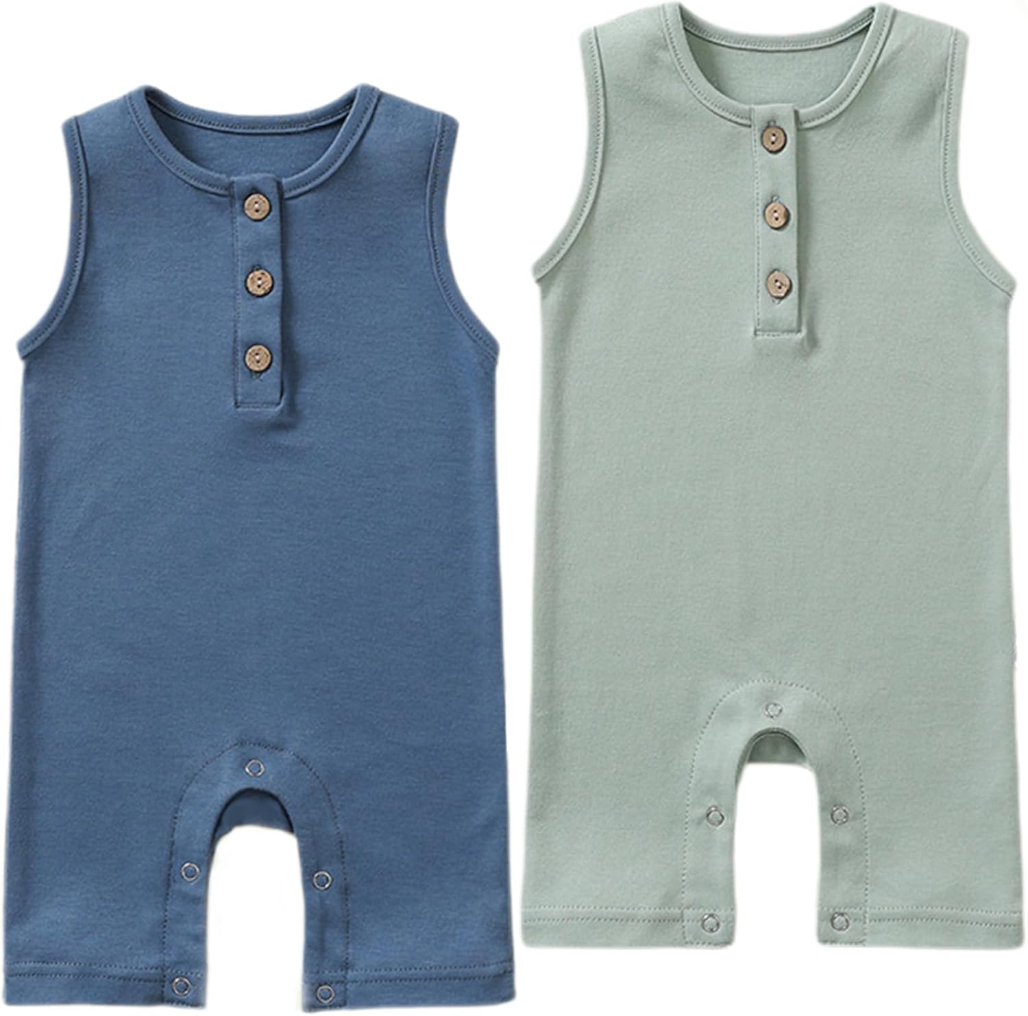 Sleek 2-Pack Cotton Romper - Soft Breathable for Babies Best Summer Choice