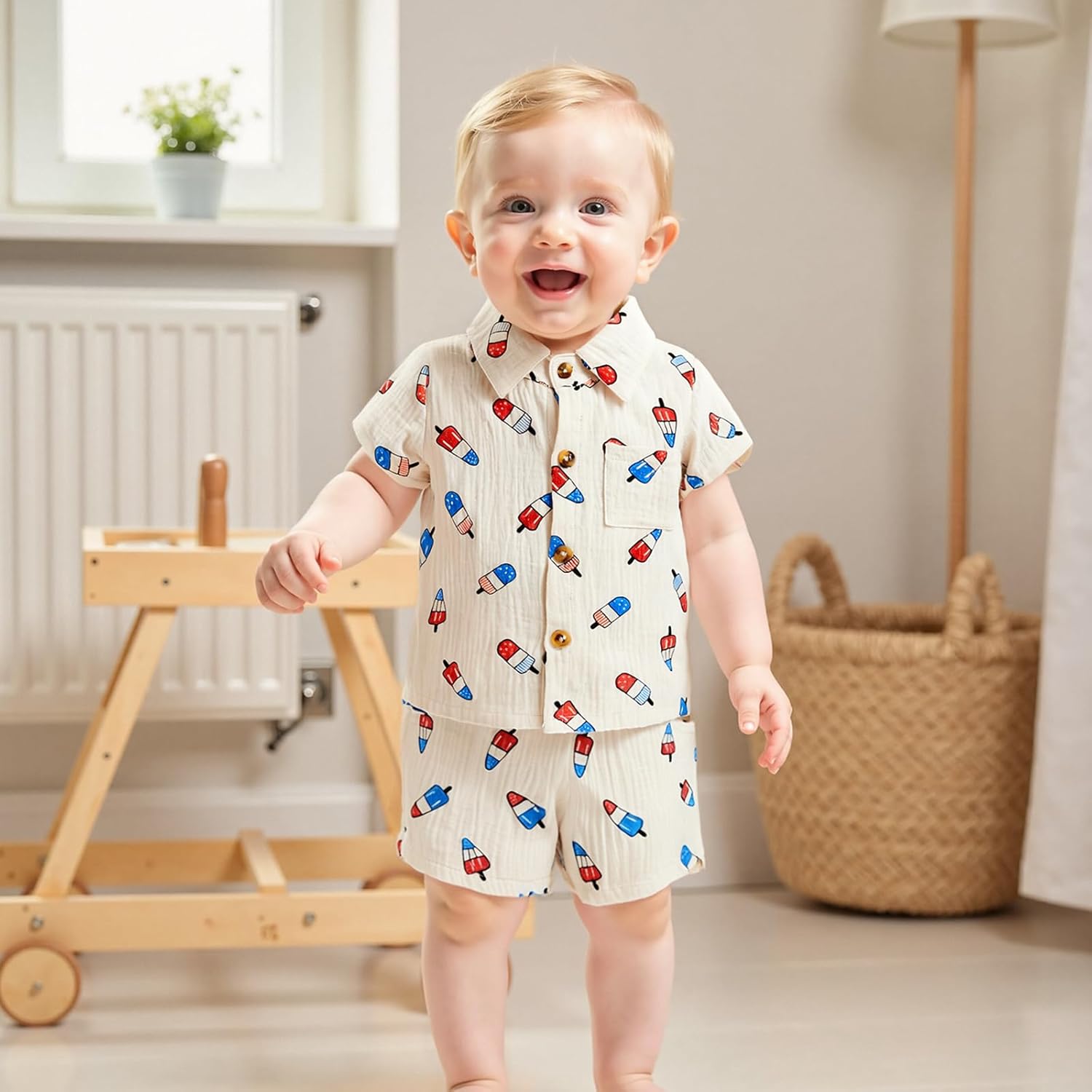 4th of July Baby Boy Popsicle Print Outfit