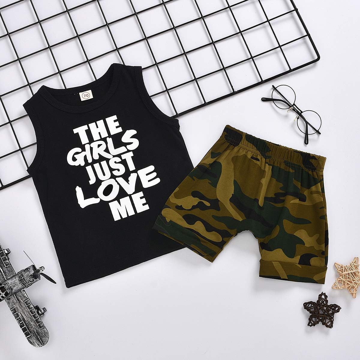 Camouflage Tank Shorts Set for Baby Boys