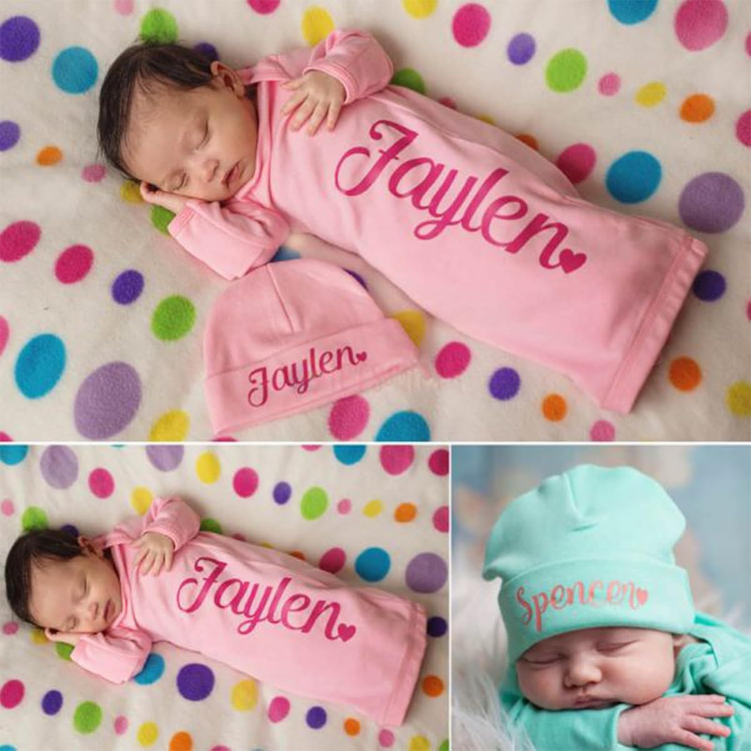 Custom Newborn Gown Hat Set