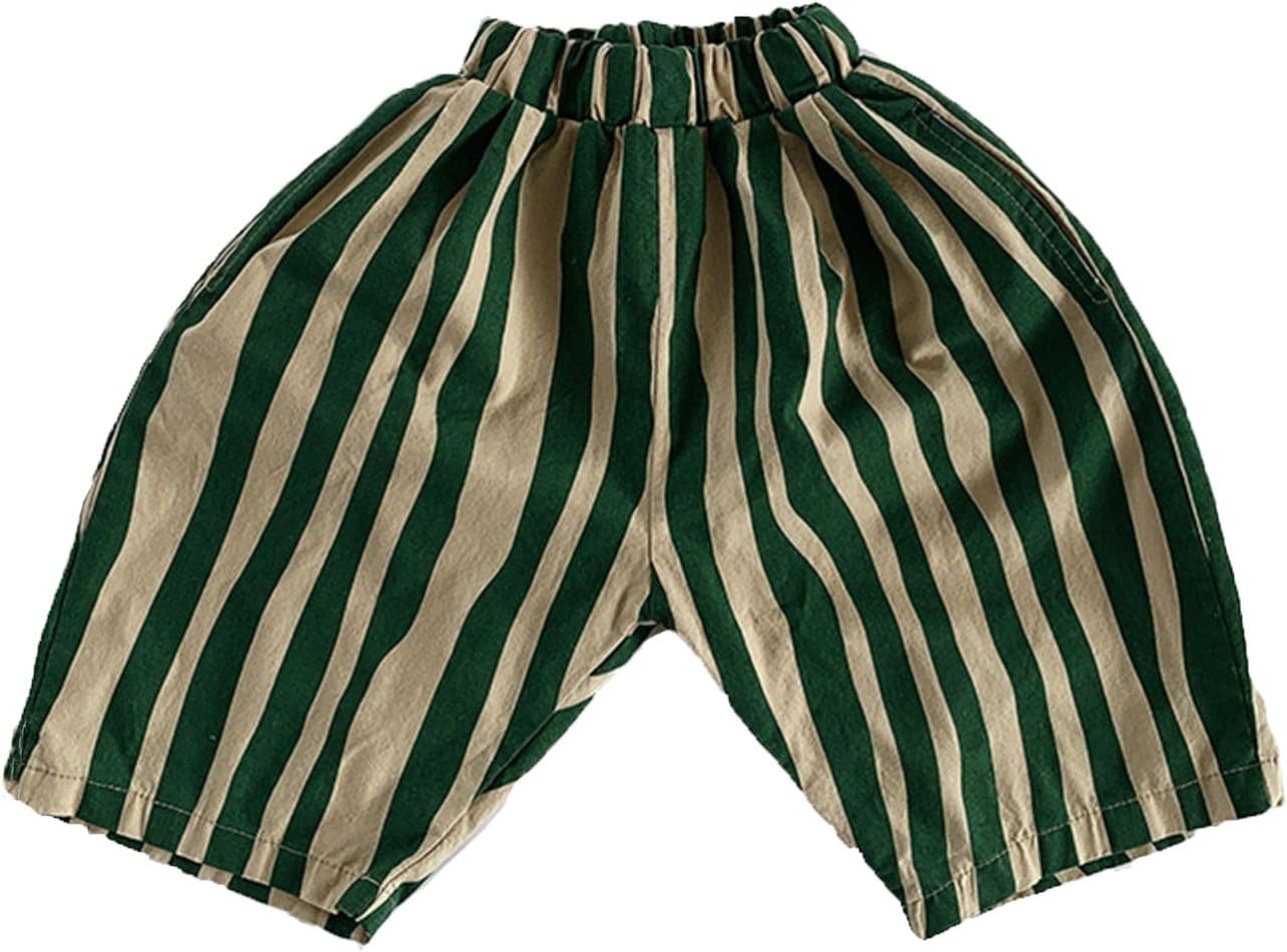 Comfortable Stripe Elastic Waist Pants for Boys Classic Summer Fit