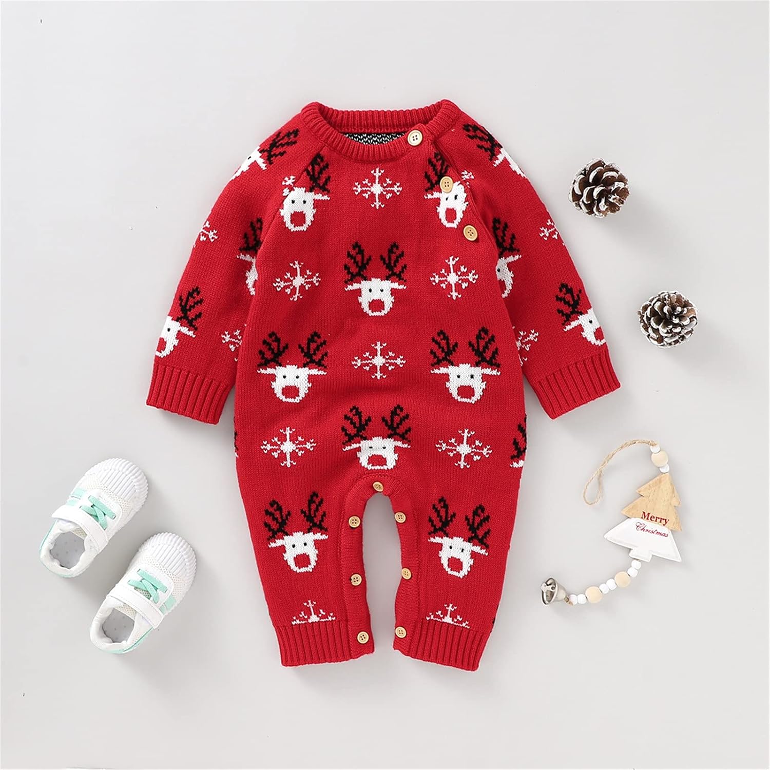 Cute Knitted Deer Romper for Baby