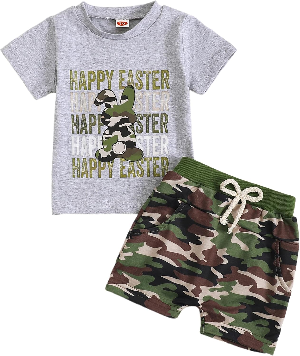 Emmababy Baby Boys Easter Outfit Camouflage Shorts Set
