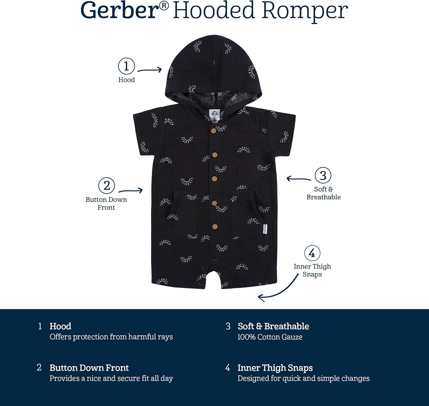 Gerber Baby Boys Cotton Romper with Snaps